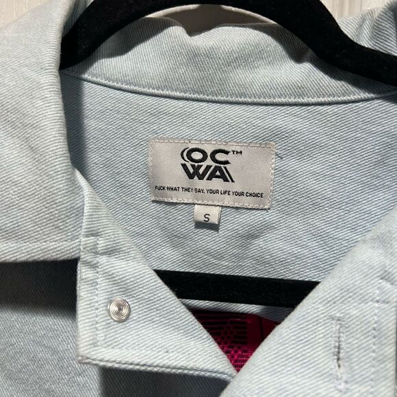 OCWA Light Blue Denim Jacket with tribal patches size S - Picture 3 of 3